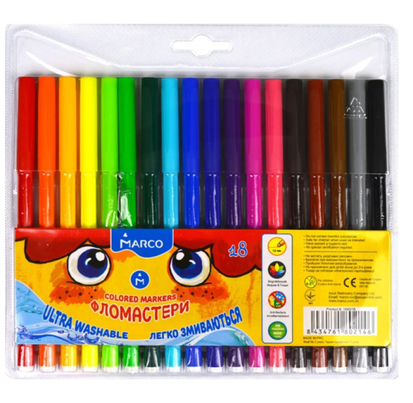 Фломастери "Marco Super Washable" 18 кол.
