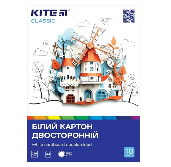 Картон білий двосторонній А4/10 "Kite"