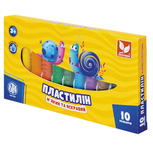 Пластилін восковий "Школярик" 10 кол. круглий 130 г
