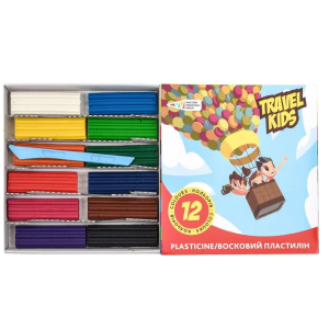 Пластилін "TRAVEL KIDS" восковий 12 кол. 144г.