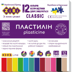 Пластилін "ZiBi" CLASSIC 12 кол. 240г