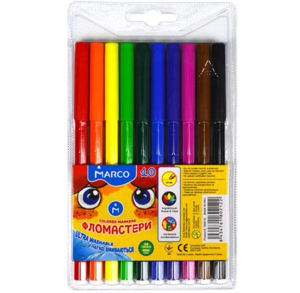 Фломастери "Marco Super Washable" 10 кол.