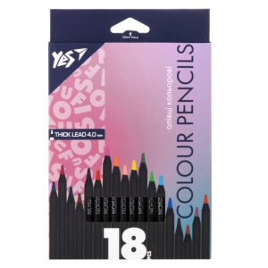 Олівці кольорові "Yes" 18кол. чорне дерево
