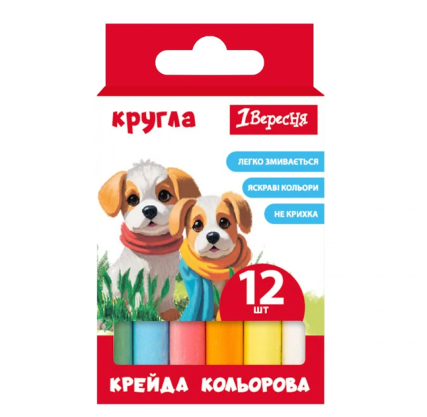 Крейда кольорова 12 шт. "1Вересня" кругла