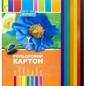 Кольоровий картон А4 7 аркушів "Коленкор"