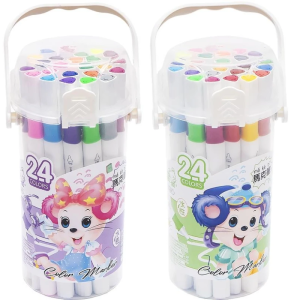Фломастери "JO" "Mouse" 24кол. двосторонні, трикутн. корпус