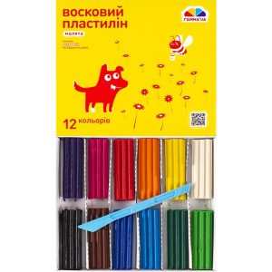 Пластилін восковий "Малята" 12 кольорів, 144 г "Гамма"