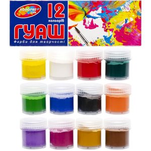 Гуаш дитяча 12 кольорів, 16 мл "Колорит-тон"