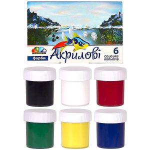 Фарба акрилова 10 мл, 6 кольорів "Гамма"